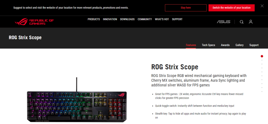 Asus ROG Strix Scope (Best Gaming Keyboard)