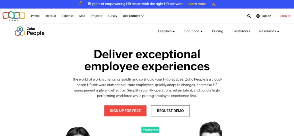 Zoho People (Best App For Employee Scheduling)