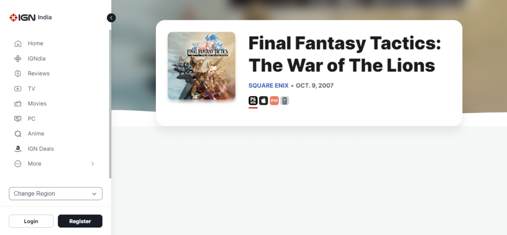 Final Fantasy Tactics: War of the Lions (Best PSP Platformers of All Time)