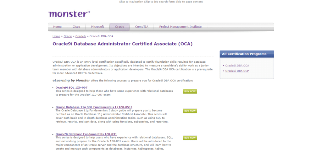 Oracle Certified Associate - Oracle9i Database Administrator (OCA)