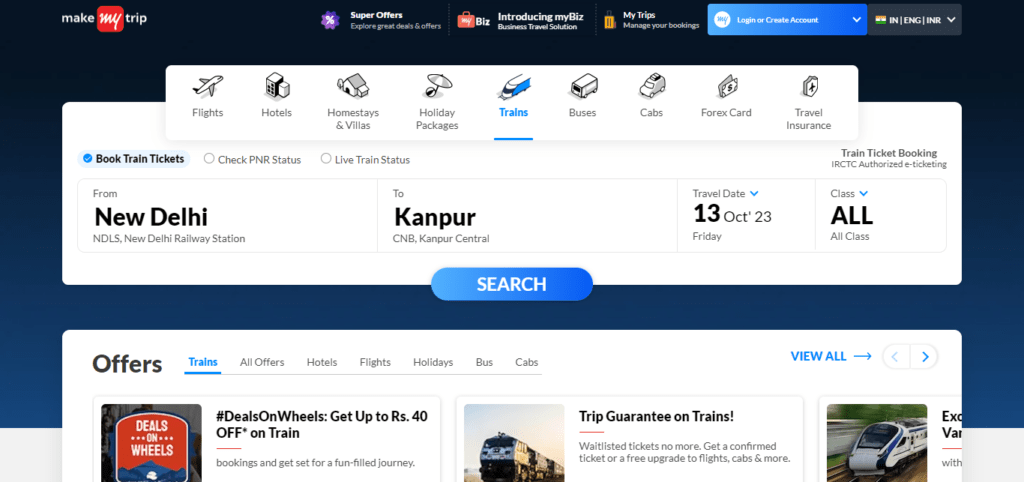 MakeMyTrip (Best App For Train Ticket Booking)
