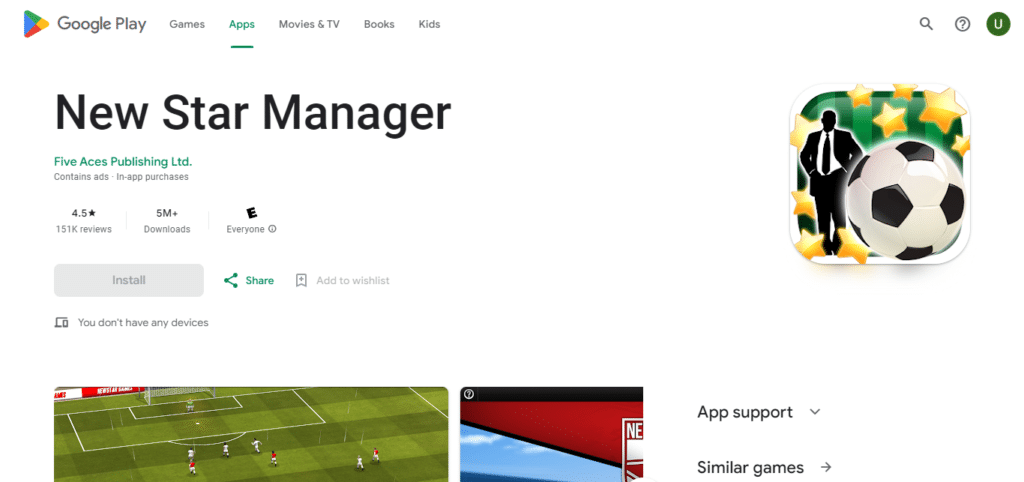 New Star Manager (Best Football Apps for Android)