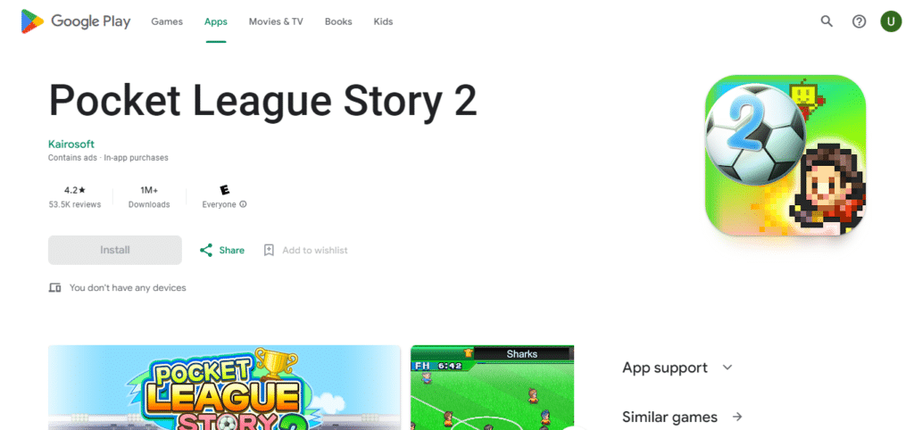 Pocket League Story 2 (Best Football Apps for Android)