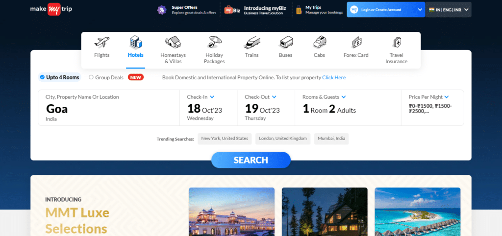 MakeMyTrip (Best App For Hotel Deals)