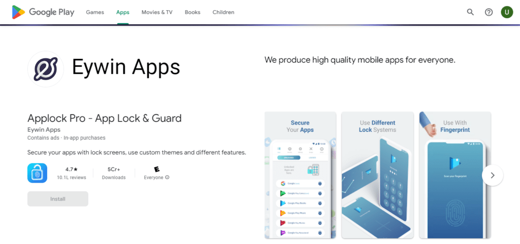 App Lock Pro (Eywin Apps) (Best App Lock For Android)