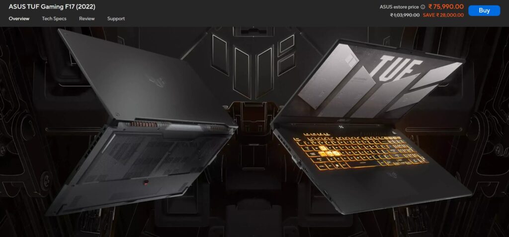 Asus TUF Gaming F17 (2022) (Best Budget Gaming Laptop)