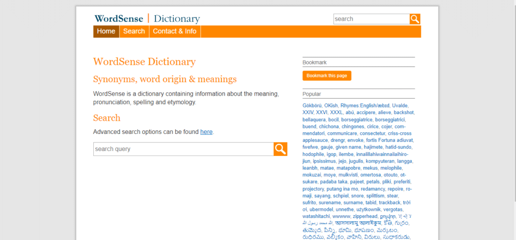 Wordsense dictionary