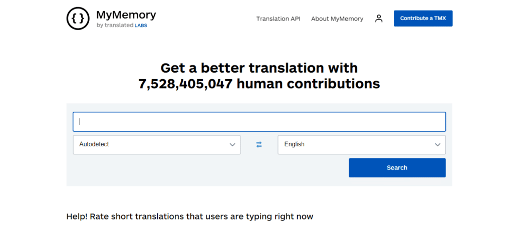 MyMemory (mymemory.translated.net)