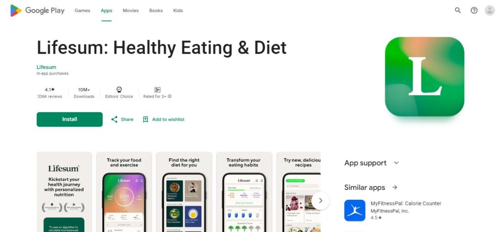 12. Lifesum: Healthy Eating & Diet (Best Health Tracking Apps)