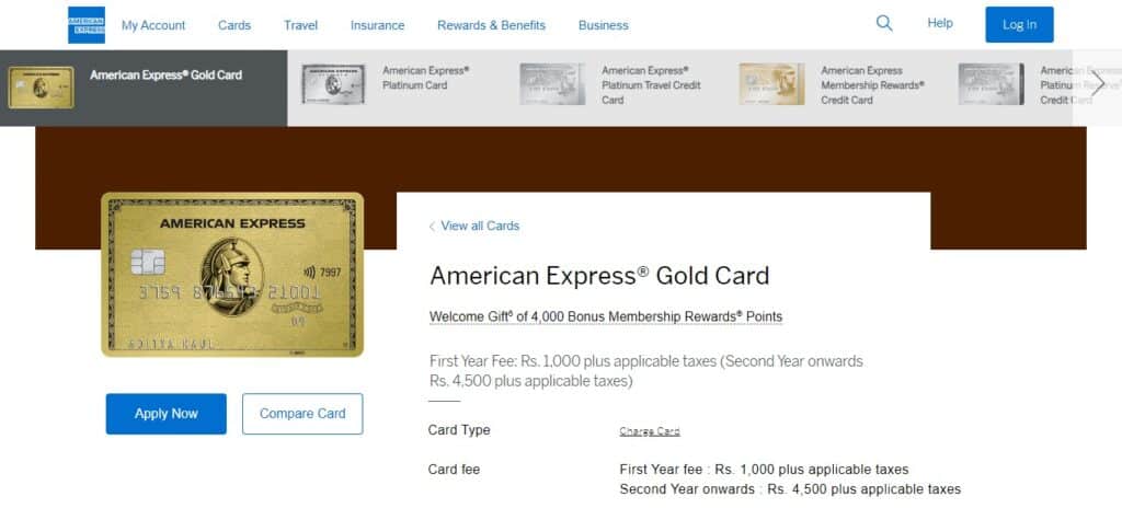 3. American Express® Gold Card