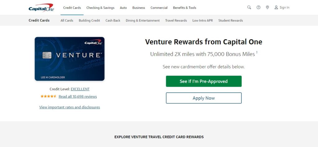 5. Capital One Venture Rewards Credit Card (Best Travel Credit Card Deals Right Now)