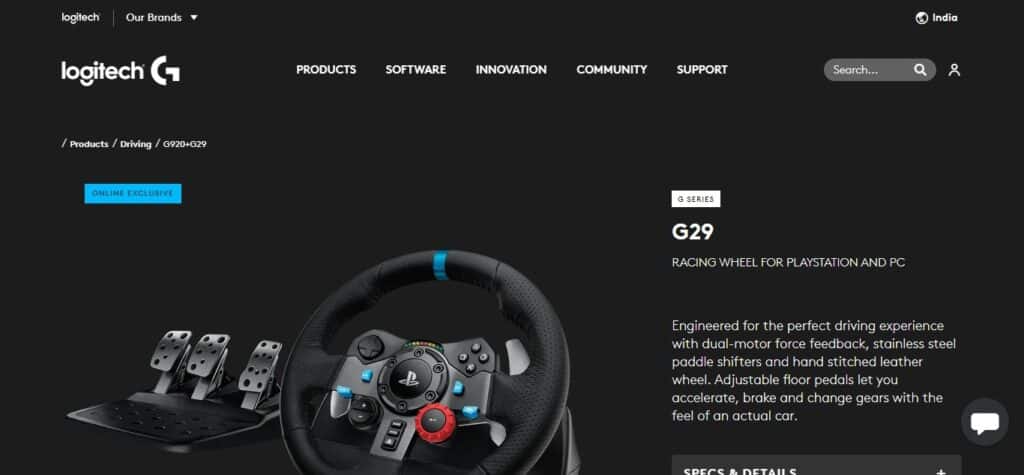5. Logitech G29 Driving Force Racing Wheel (Best Gaming Steering Wheel)