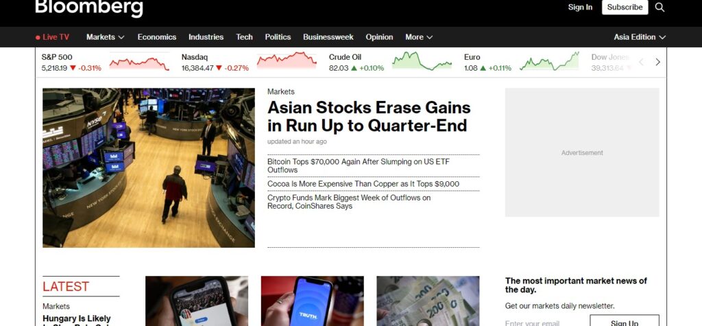 5. Bloomberg (Best Apps For Forex Trading)