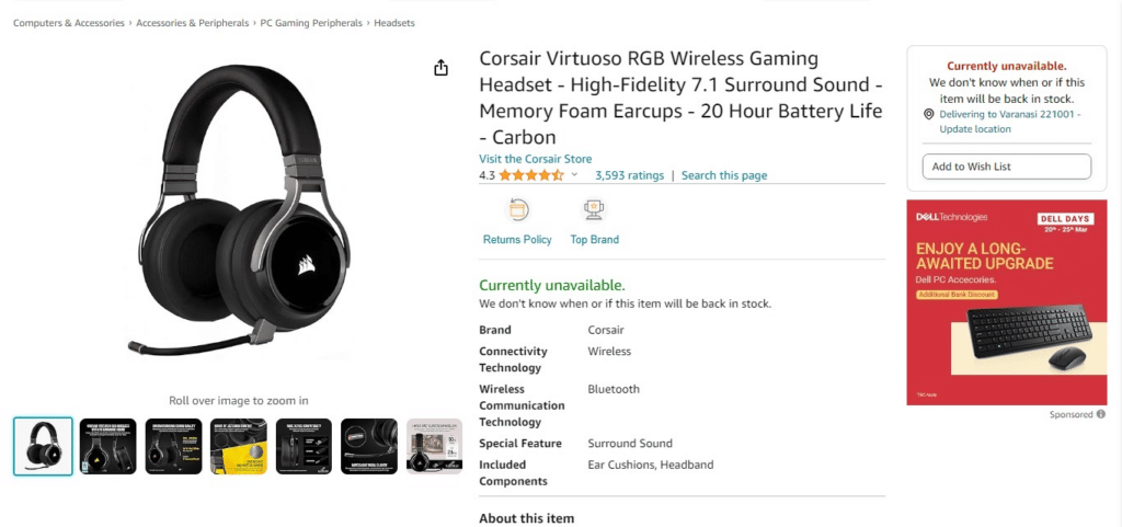 Corsair Virtuoso RGB Wireless SE headset